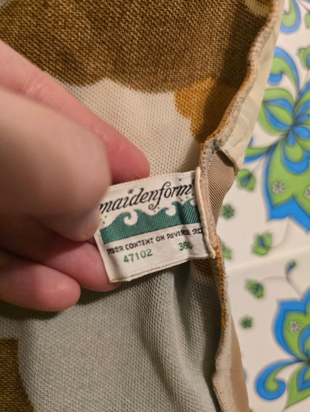 Vintage | Retro Groovy Abstract Print One-Piece Swimsuit — Brown & Gray - Picture 7 of 8